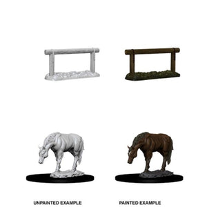 DEEP CUTS UNPAINTED MINIATURES - HORSE AND HITCH