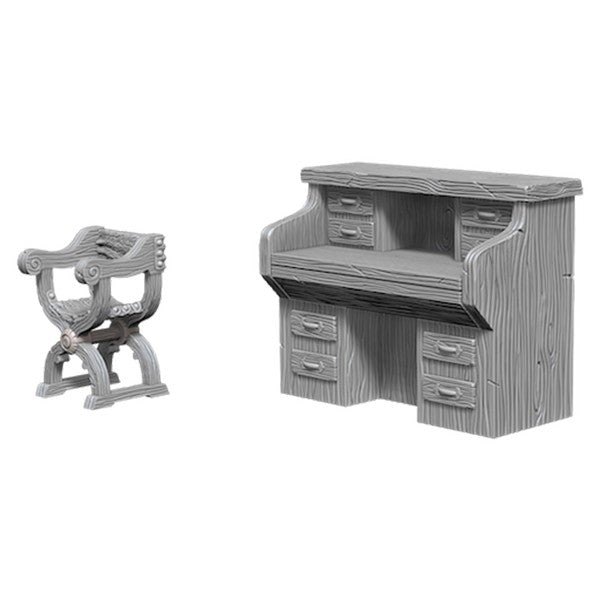 DEEP CUTS UNPAINTED MINIATURES - DESK AND CHAIR